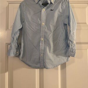 Vineyard Vines Performance Light Blue and White Striped Button Down Shirt